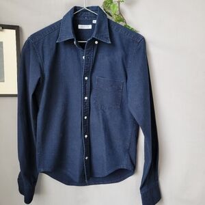 Gustin #213 Cone Indigo Jacquard Button Down Shirt S